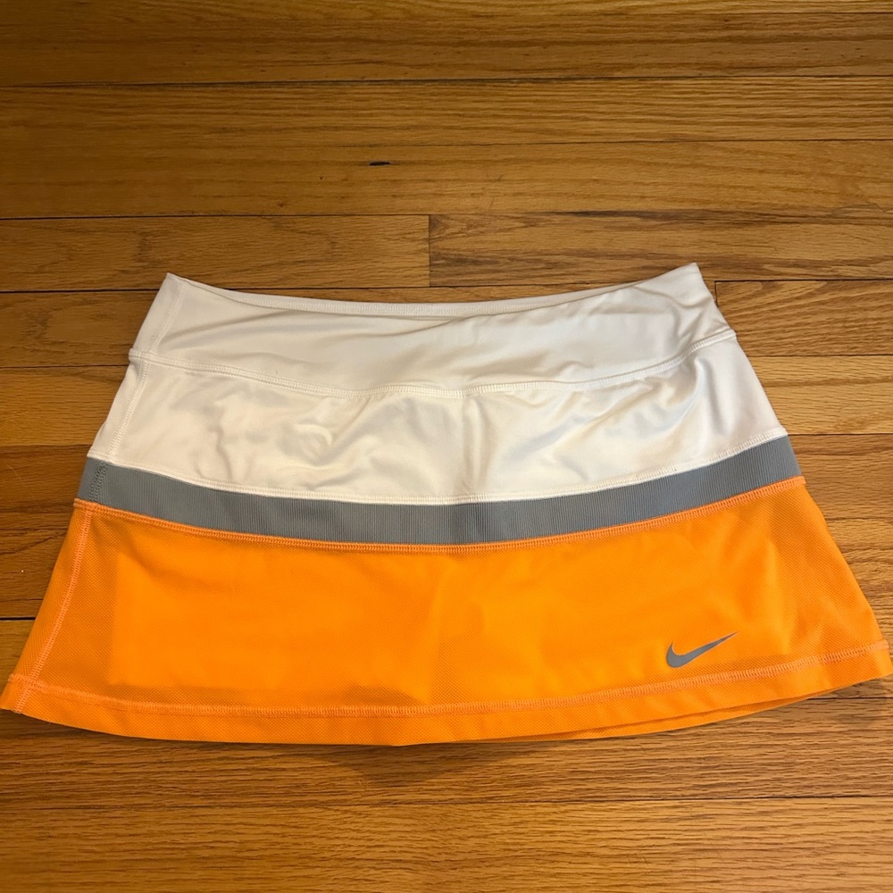 Nike Orange and White Athletic Skirt